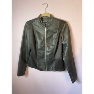 Baccini Faux Leather Black Moto Jacket Size Small